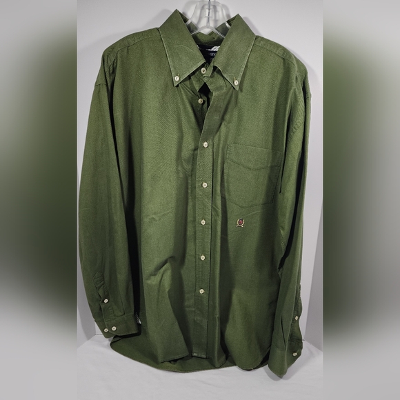 VINTAGE Tommy Hilfiger  Casual Button Up Shirt Men's Extra Large Olive Green - Picture 1 of 11